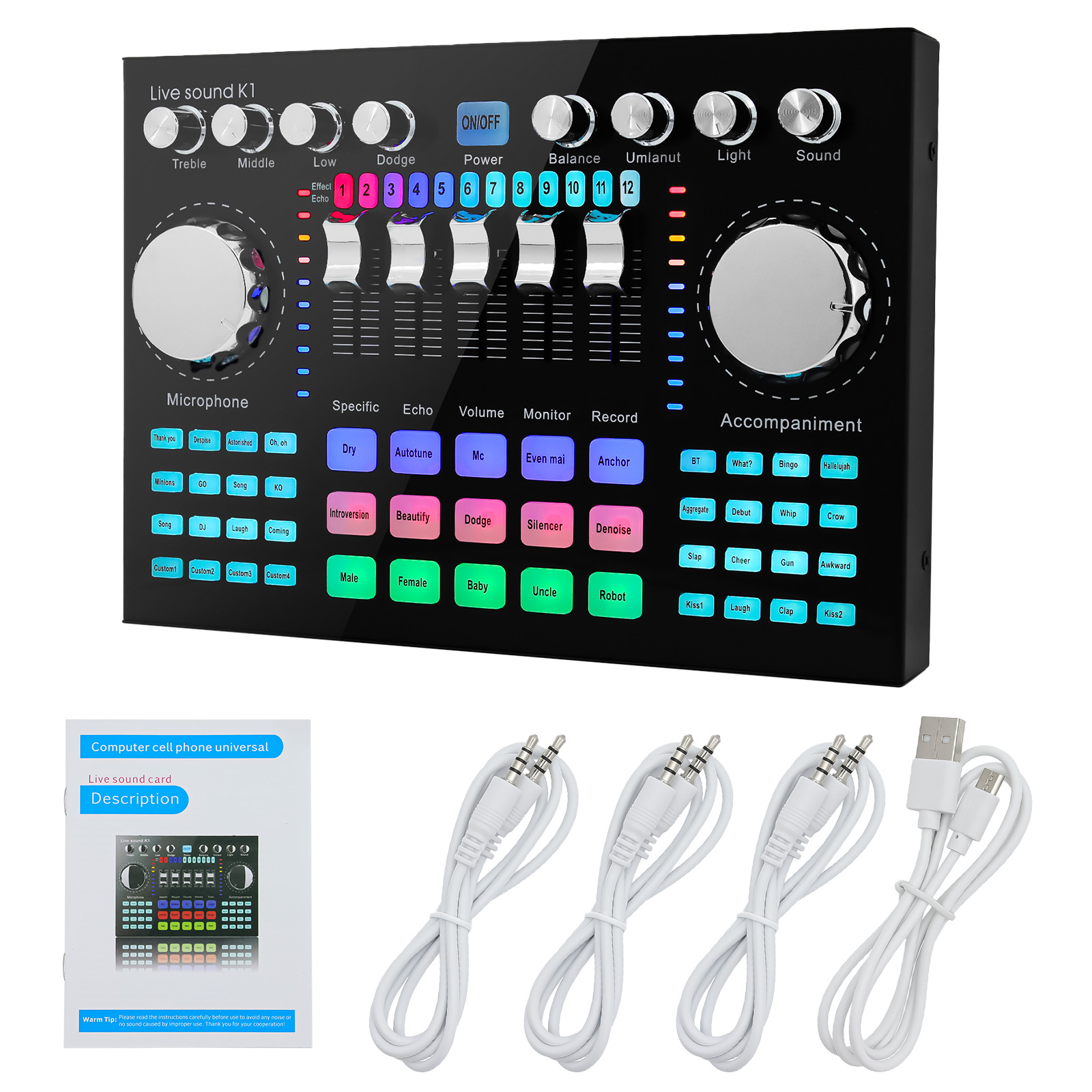 K1 Audio Mixer Live Sound Card - Music Audio Pro ulasan dan harga